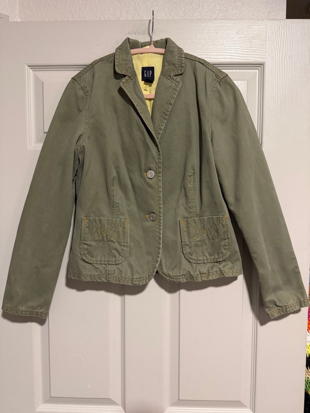 GAP Olive Green Cotton Blazer Jacket with Patch Pockets